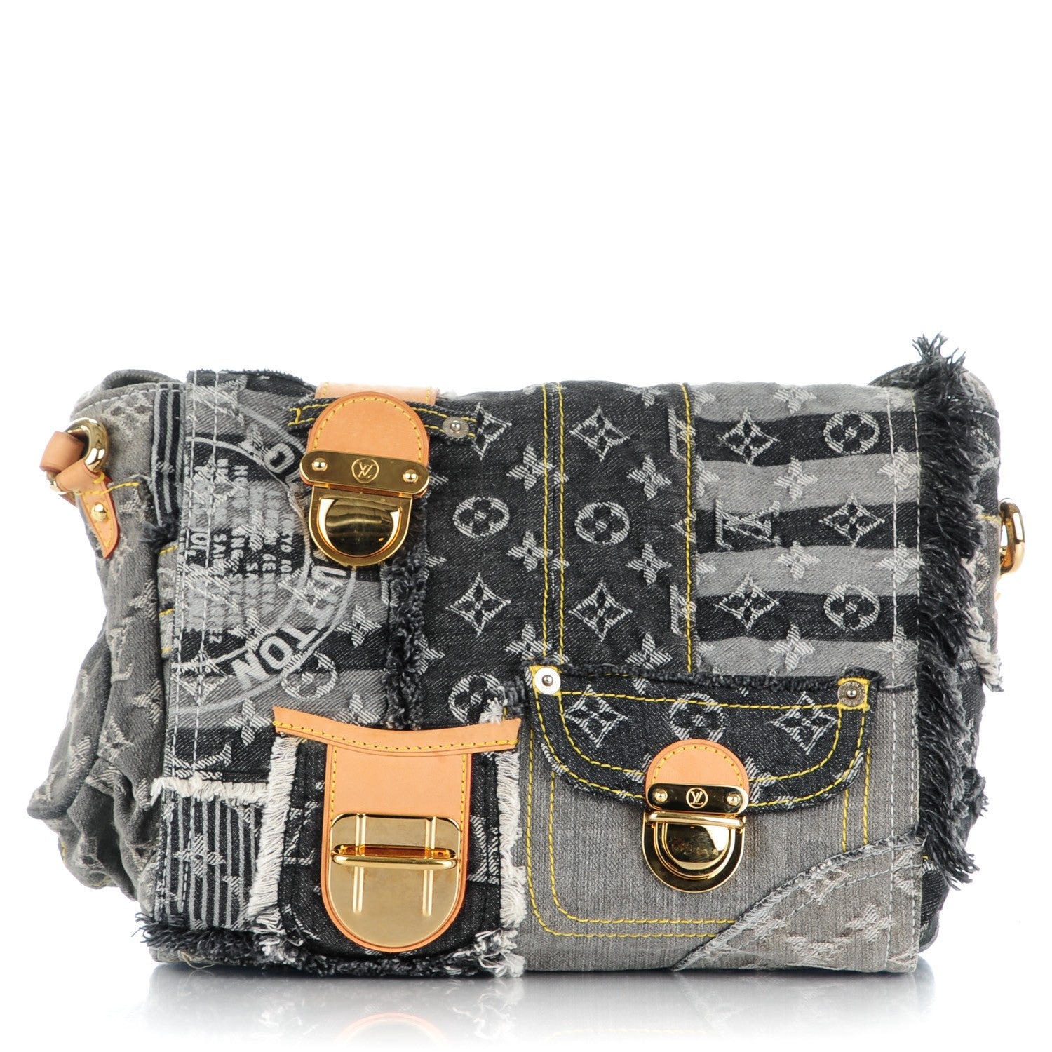 Louis Vuitton Denim Patchwork Posty Messenger Bag Gris 1 of 7