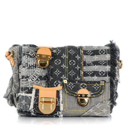 Louis Vuitton Denim Patchwork Posty Messenger Bag Gris 1 of 7