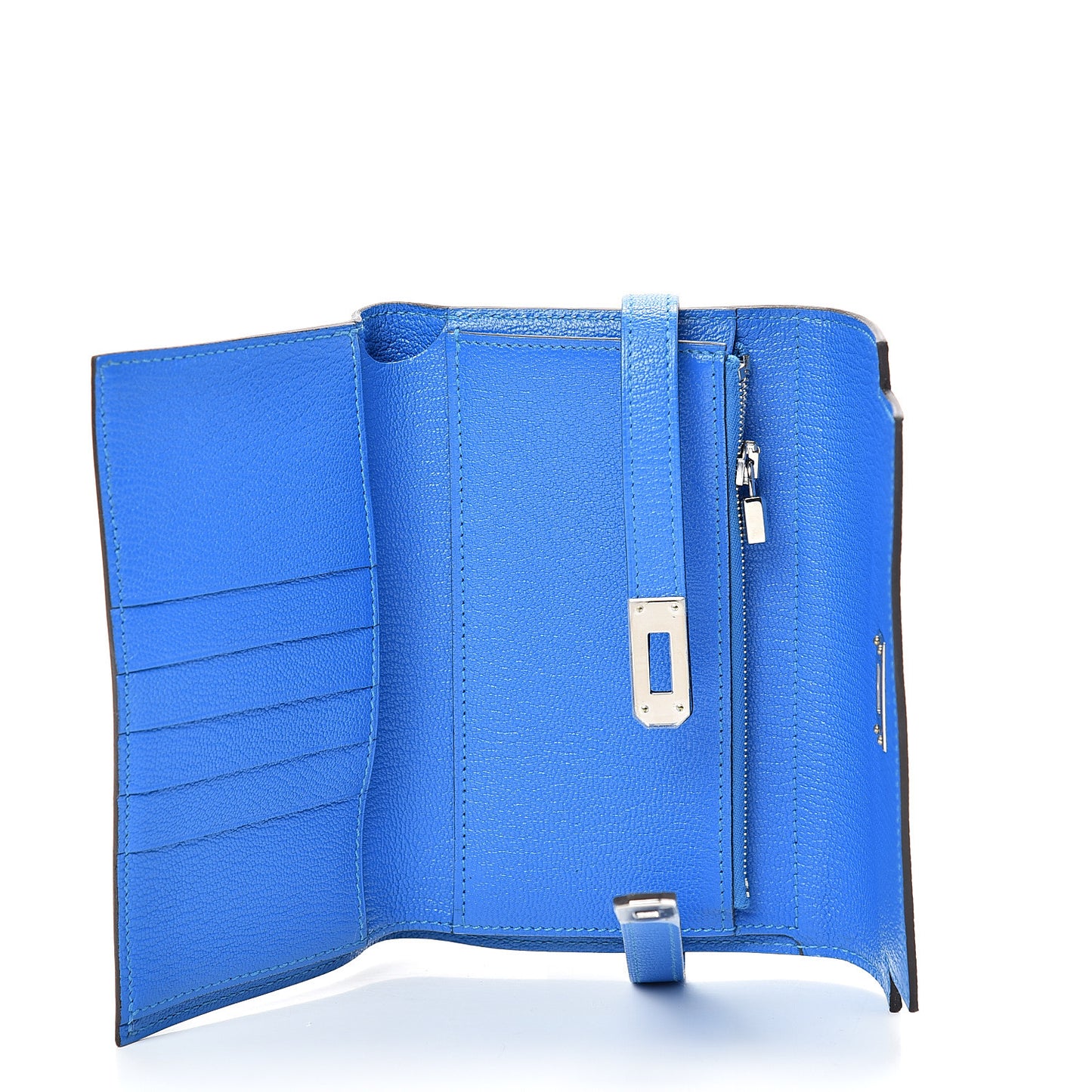 Chevre Mysore Medium Kelly Wallet Bleu Hydra