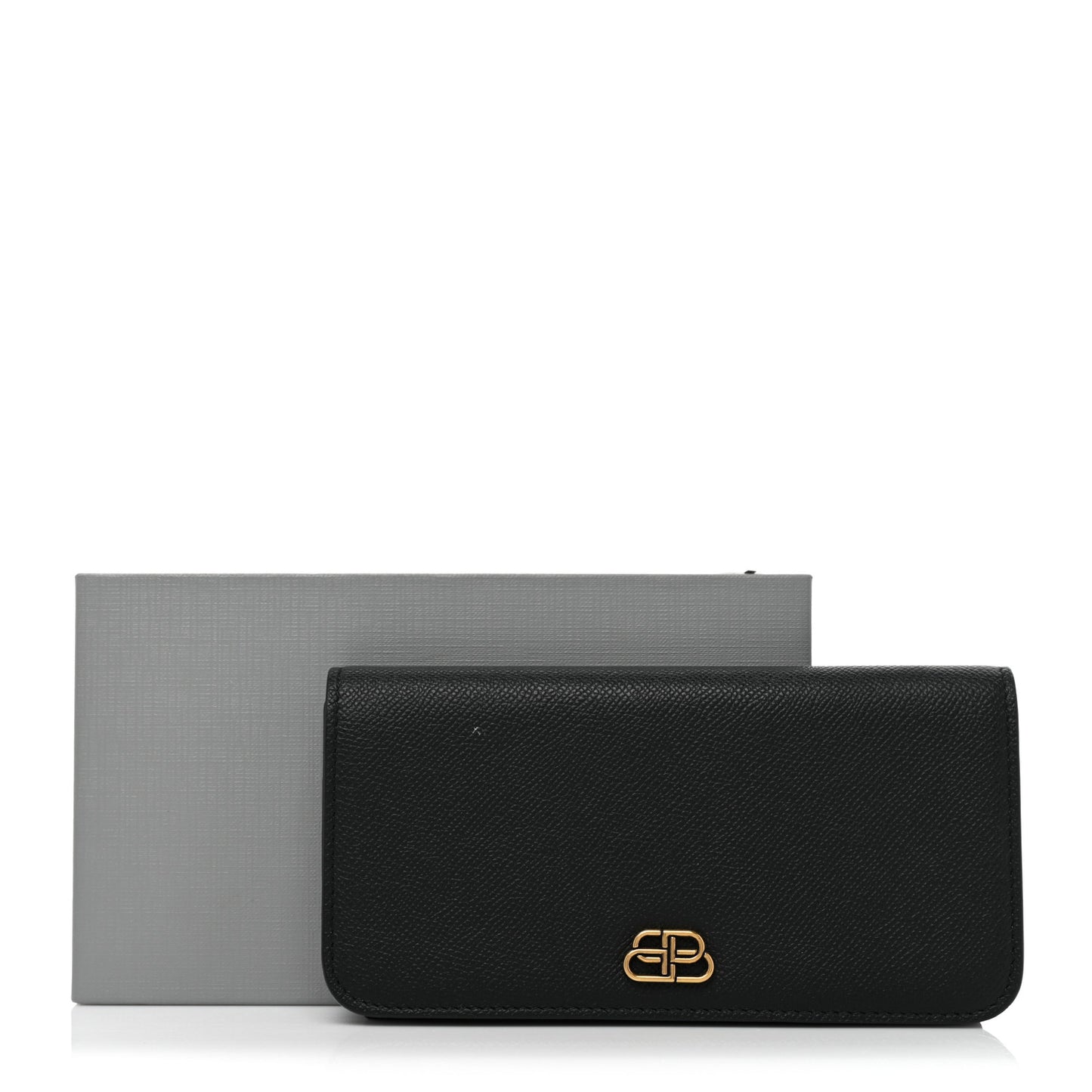 Grained Calfskin BB Thin Money Wallet Black