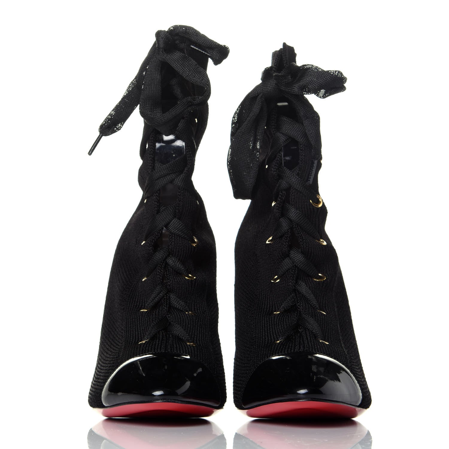 Christian Louboutin Patent Maille Tricot Frenchie 100 Ankle Boots 38.5 Black 2 of 8