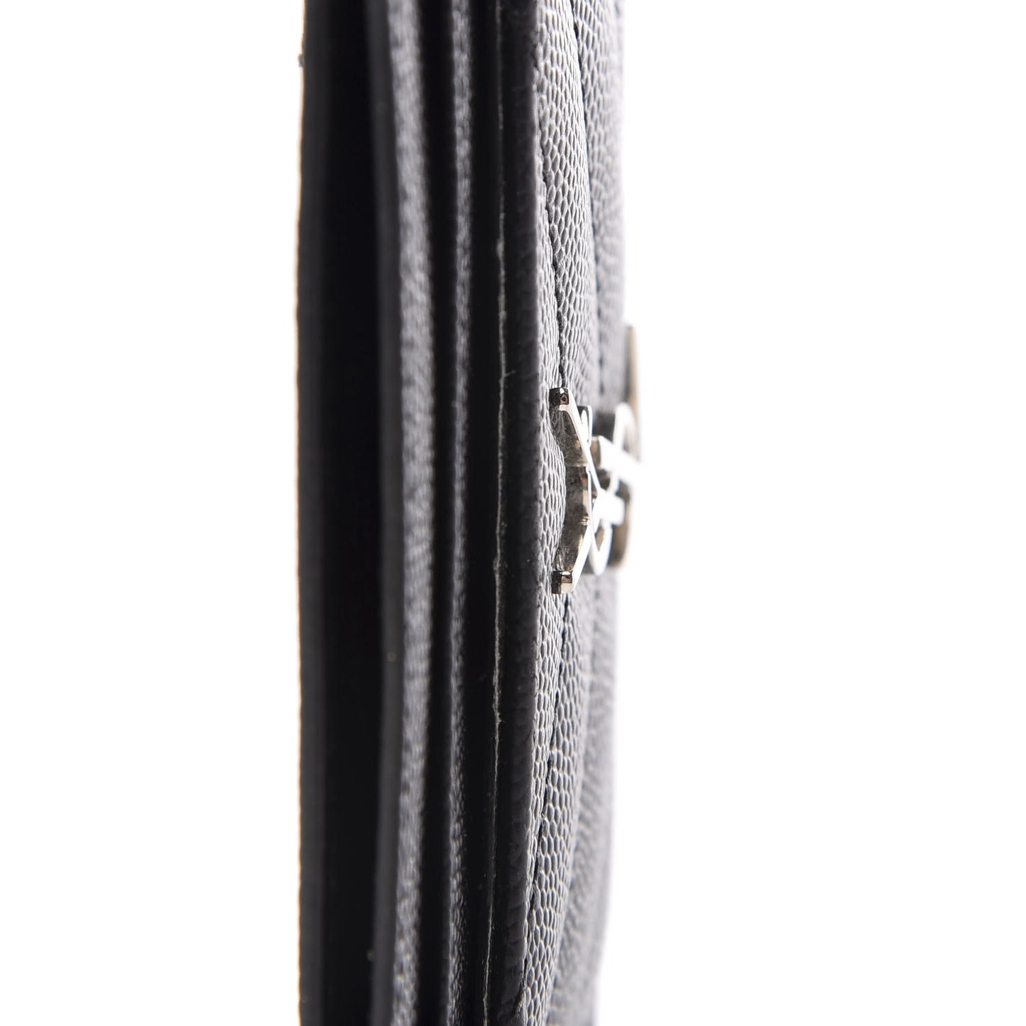 Grain De Poudre Matelasse Chevron Monogram Credit Card Case Black