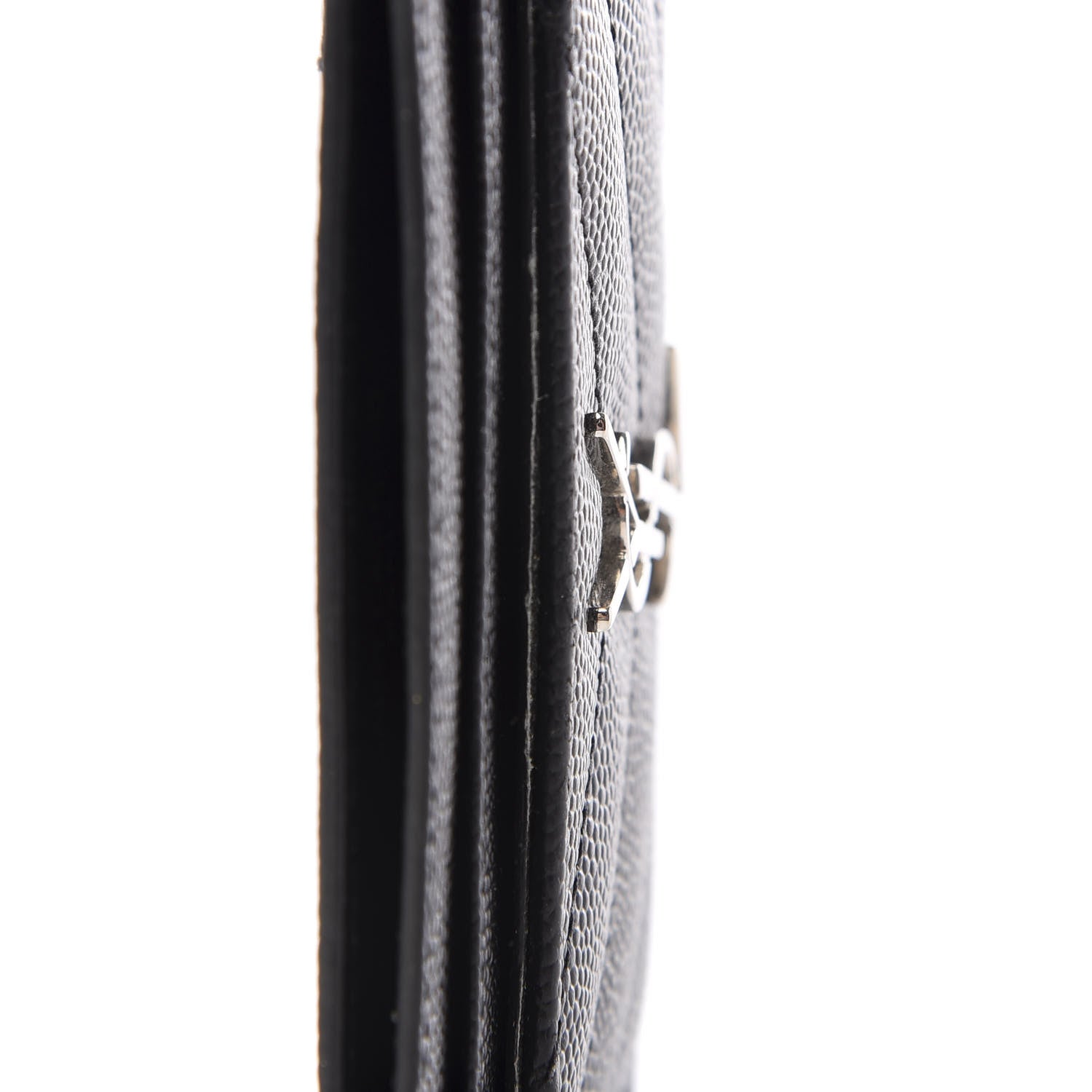 Saint Laurent Grain De Poudre Matelasse Chevron Monogram Credit Card Case Black 6 of 8