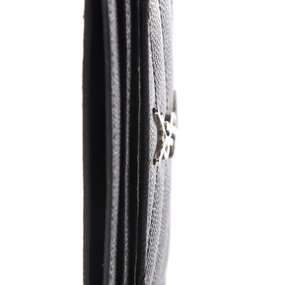 Saint Laurent Grain De Poudre Matelasse Chevron Monogram Credit Card Case Black 6 of 8