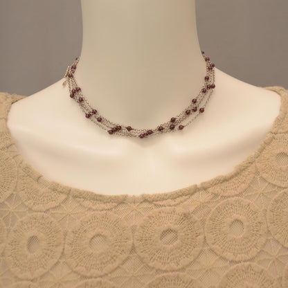 David Yurman Sterling Silver Garnet Bead Chain Necklace 3 of 6