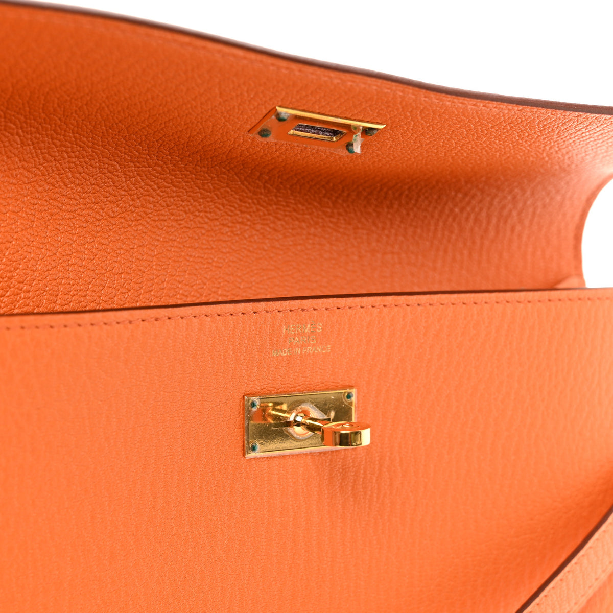 Hermes Chevre Mysore Kelly Longue Wallet Orange 6 of 8