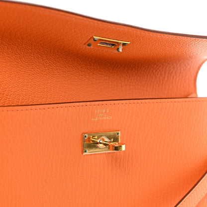 Hermes Chevre Mysore Kelly Longue Wallet Orange 6 of 8