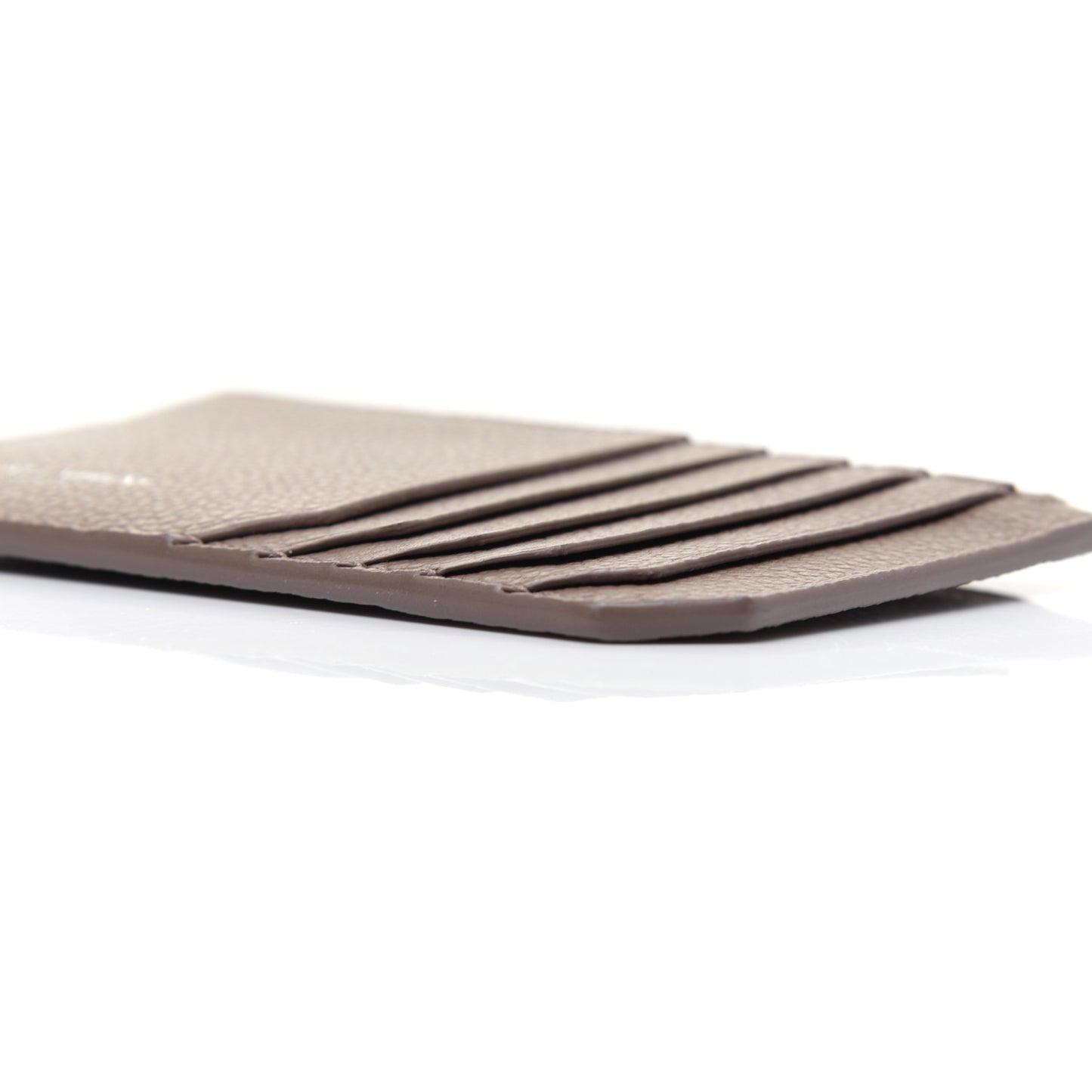 Grained Calfskin 5 Fragments Zip Pouch Card Holder Taupe
