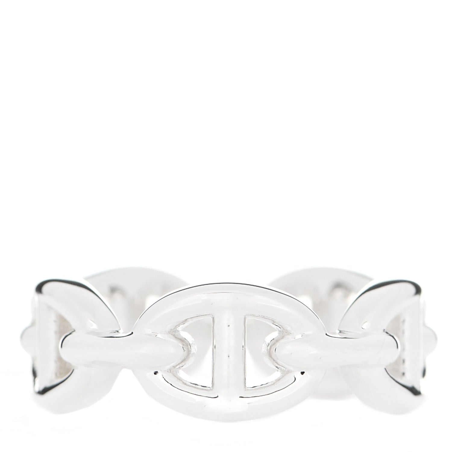 Hermes Sterling Silver PM Chaine d'Ancre Enchainee Band Ring 51 5.75 1 of 9