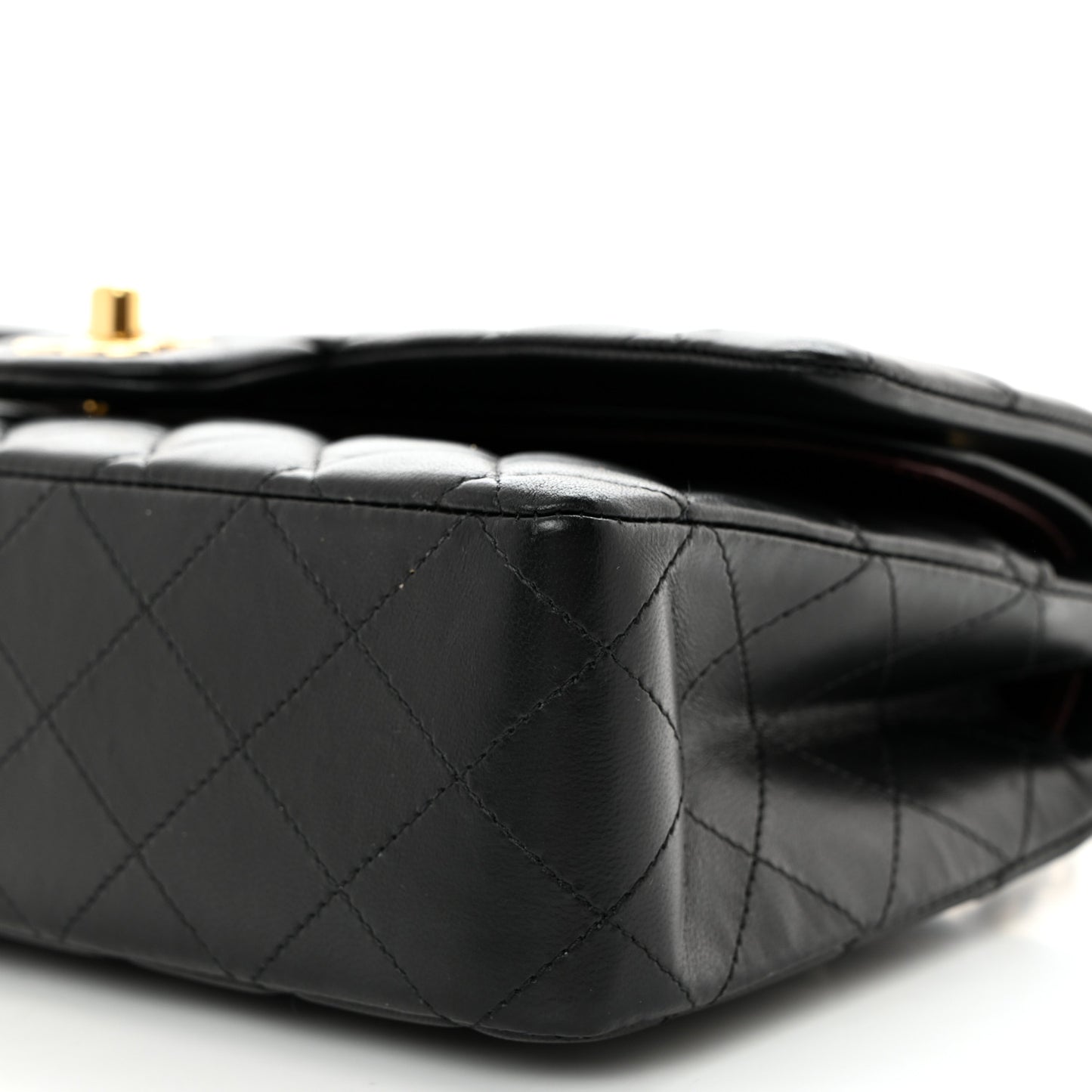 Lambskin Quilted Medium Double Flap Black