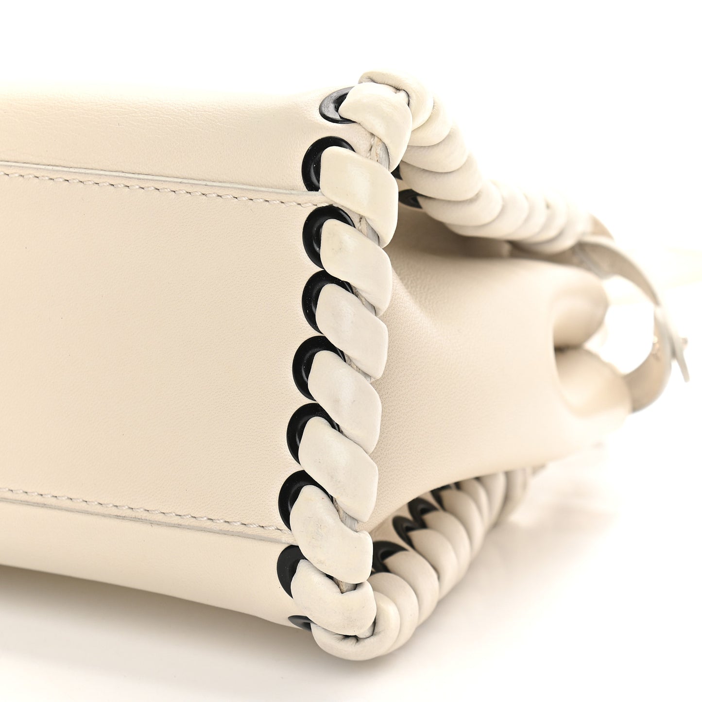 Nappa Lace Up Mini Peekaboo Iconic Satchel Bianco Carta