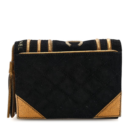 Chanel Suede Quilted Bible Book CC Clutch Black 1 of 7