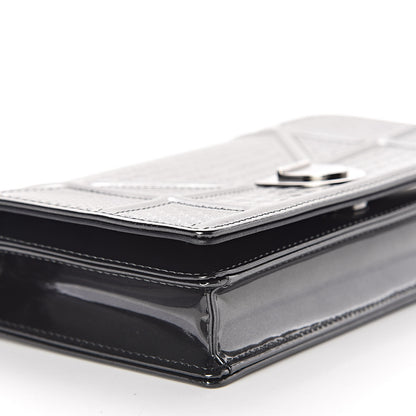 Christian Dior Metallic Patent Micro-Cannage Diorama Wallet on Chain Pouch Onyx Black 9 of 14