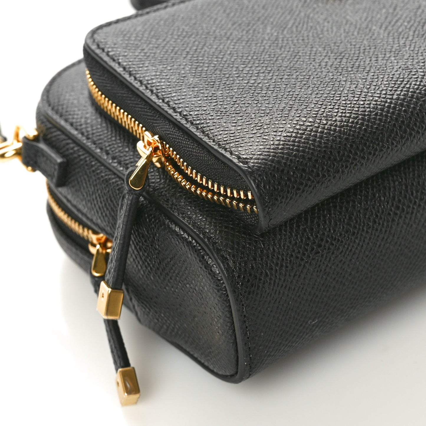 Grained Calfskin Caro Double Pouch Black