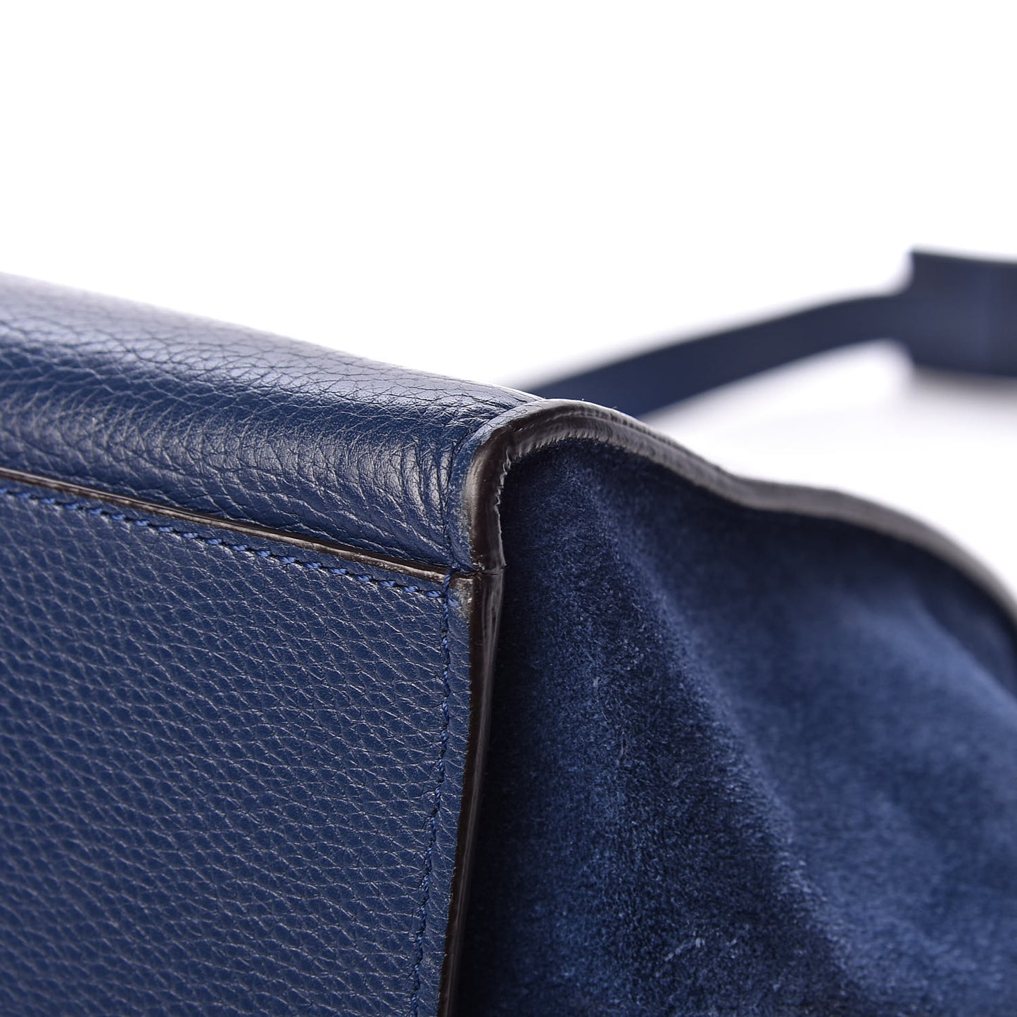 Drummed Calfskin Suede Medium Trapeze Navy