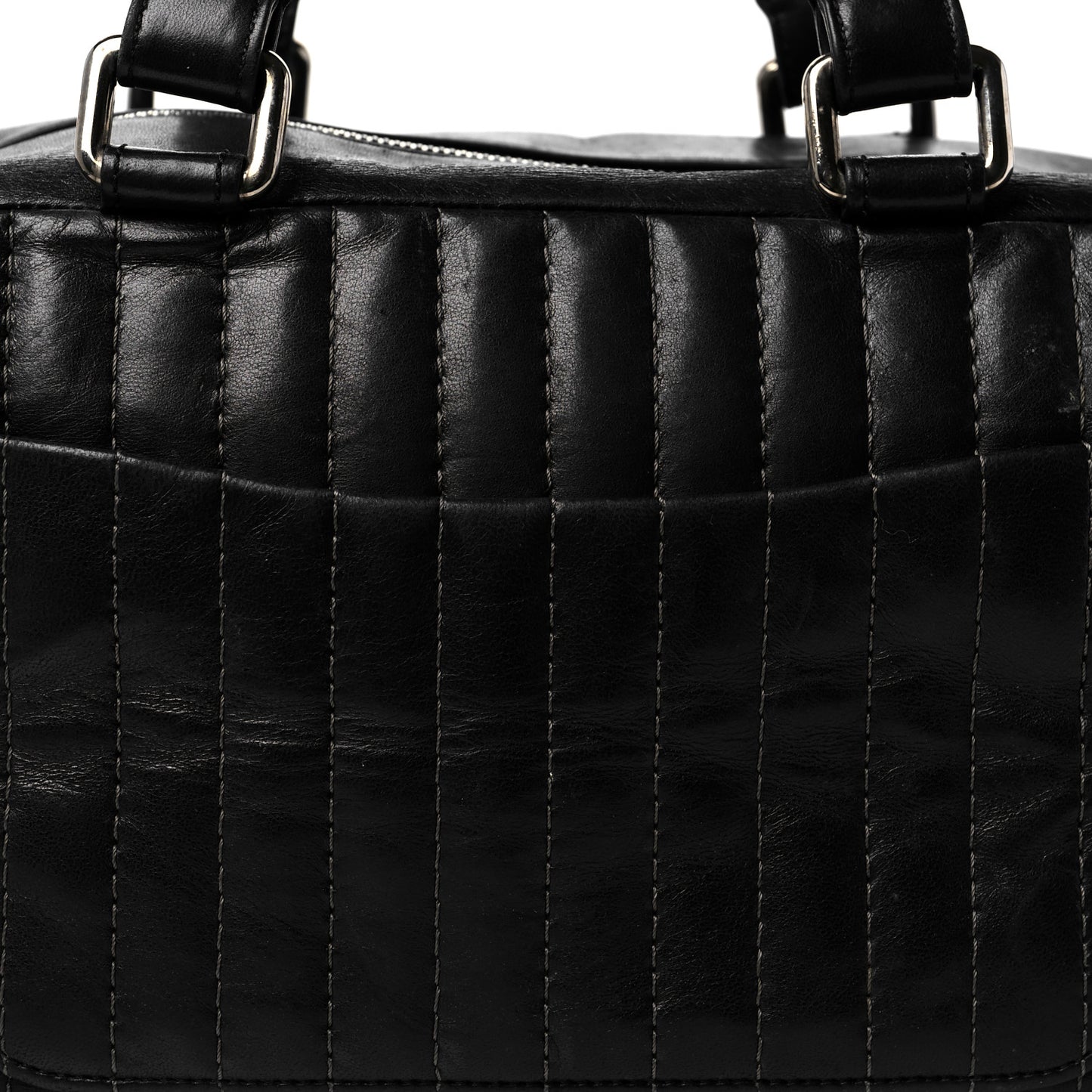 Lambskin Vertical Quilted Mademoiselle Satchel Black