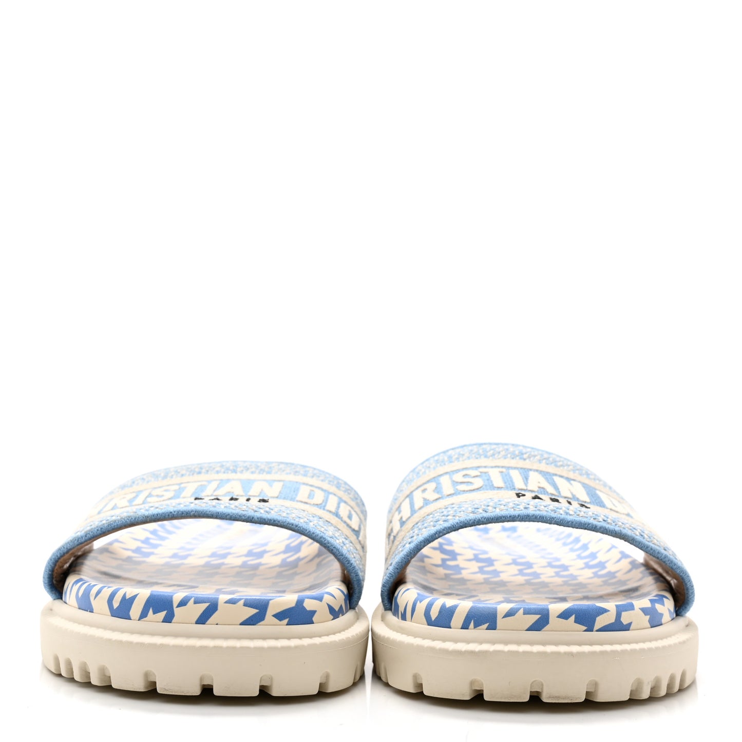 Micro PDP Cotton Houndstooth Embroidered Dway 10mm Slide Sandals 38.5 Cornflower