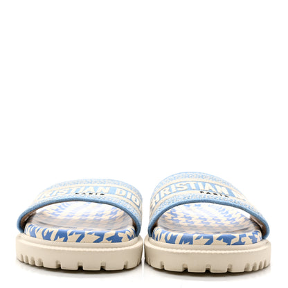 Christian Dior Micro PDP Cotton Houndstooth Embroidered Dway 10mm Slide Sandals 38.5 Cornflower 2 of 11