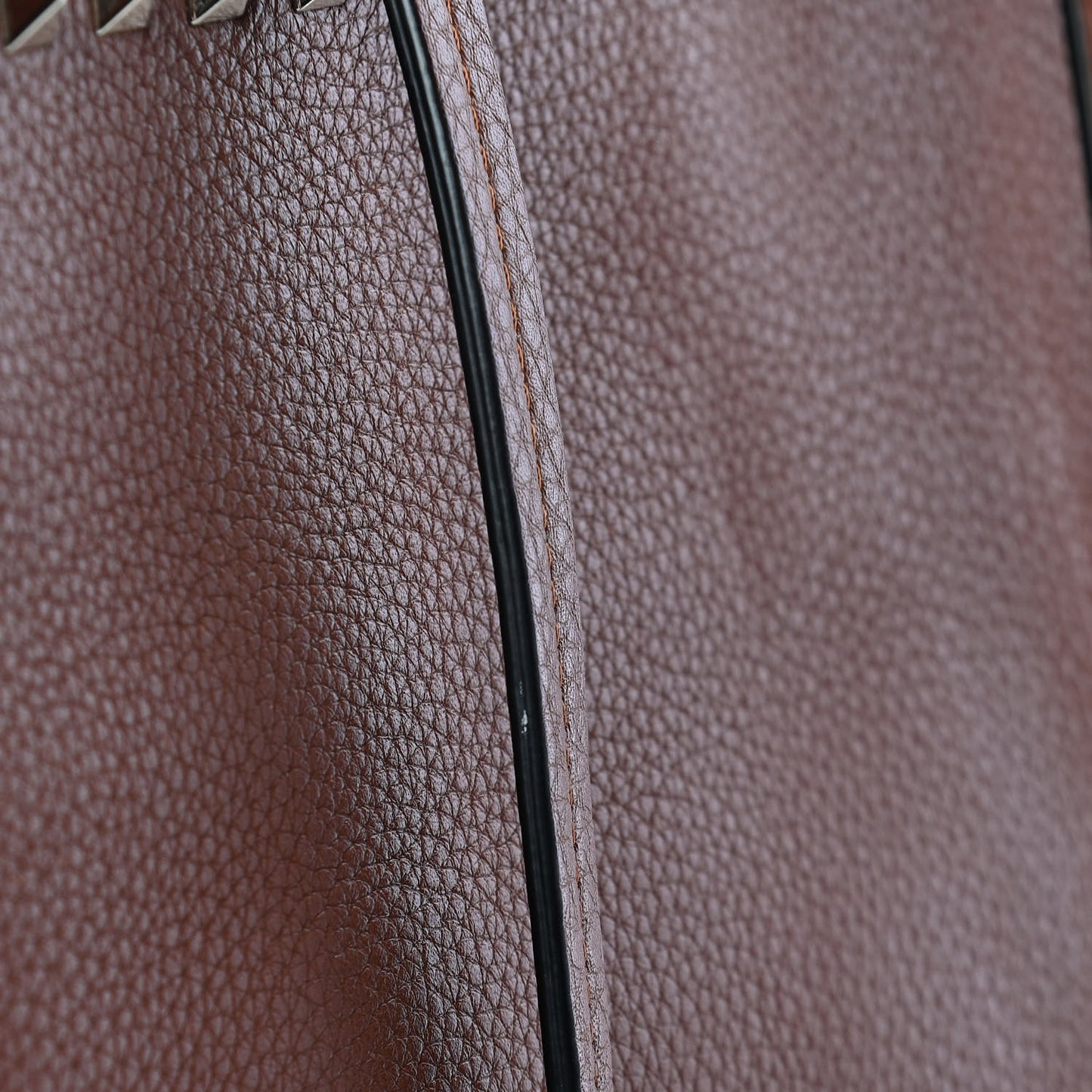 Grained Calfskin Rockstud Shoulder Tote Bright Cognac