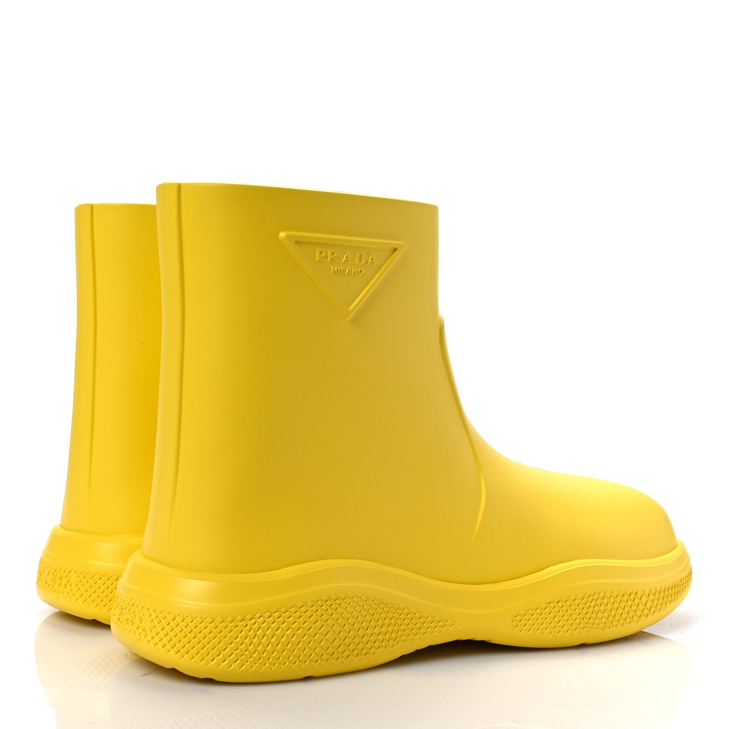 Prada Soft Mellow Rubber Triangle Logo Embossed Womens 25mm Booties 36 Sole 4 of 7