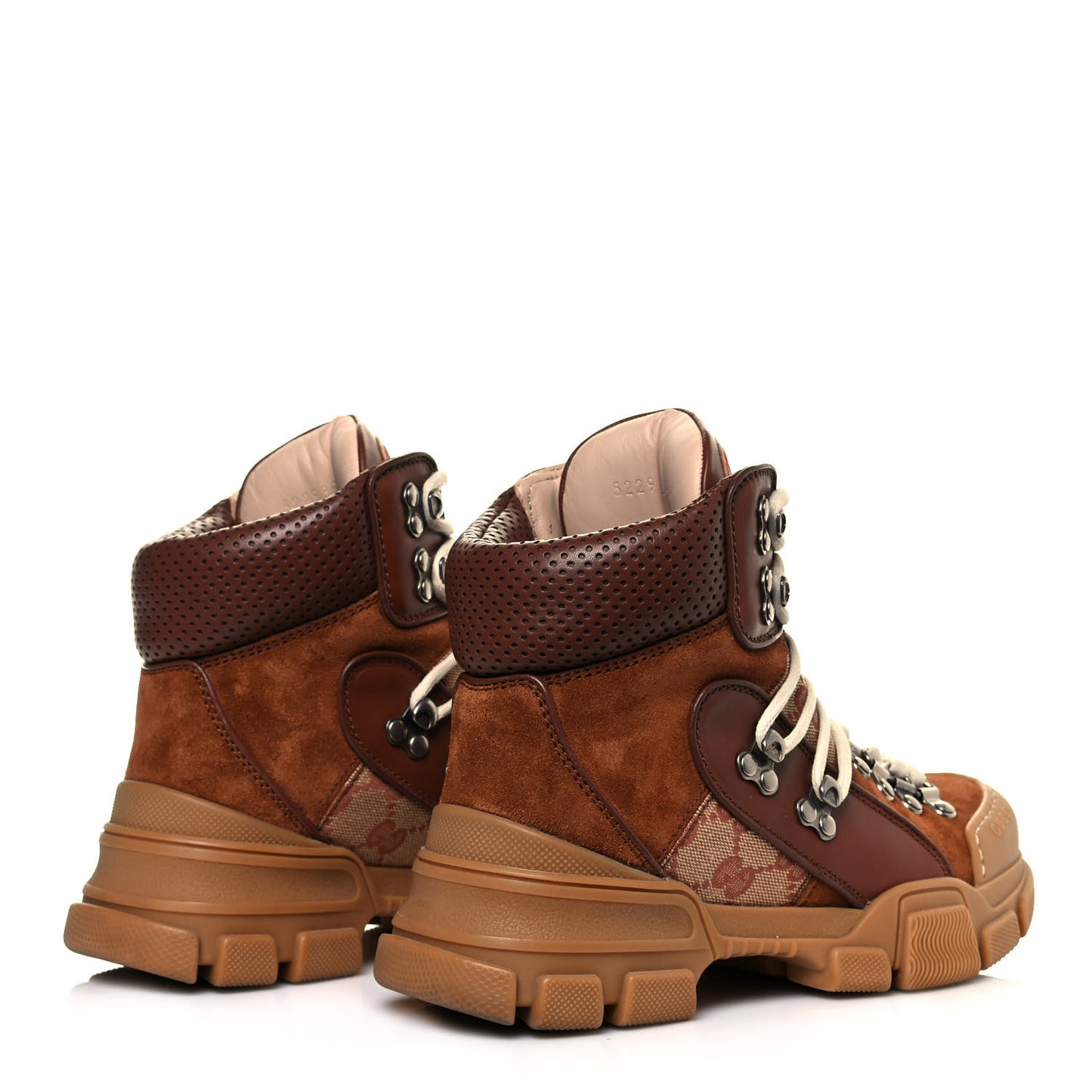 X SEGA Suede Calfskin GG Monogram Womens Flashtrek High-Top Sneakers 35.5 New Cuir Beige Ruggine