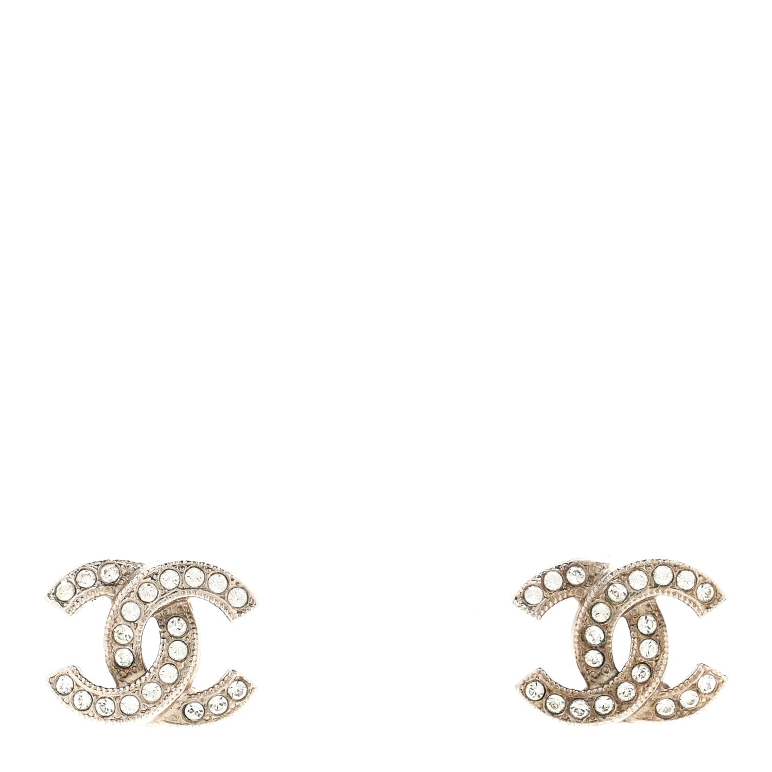 Chanel Crystal CC Earrings Silver 1 of 4