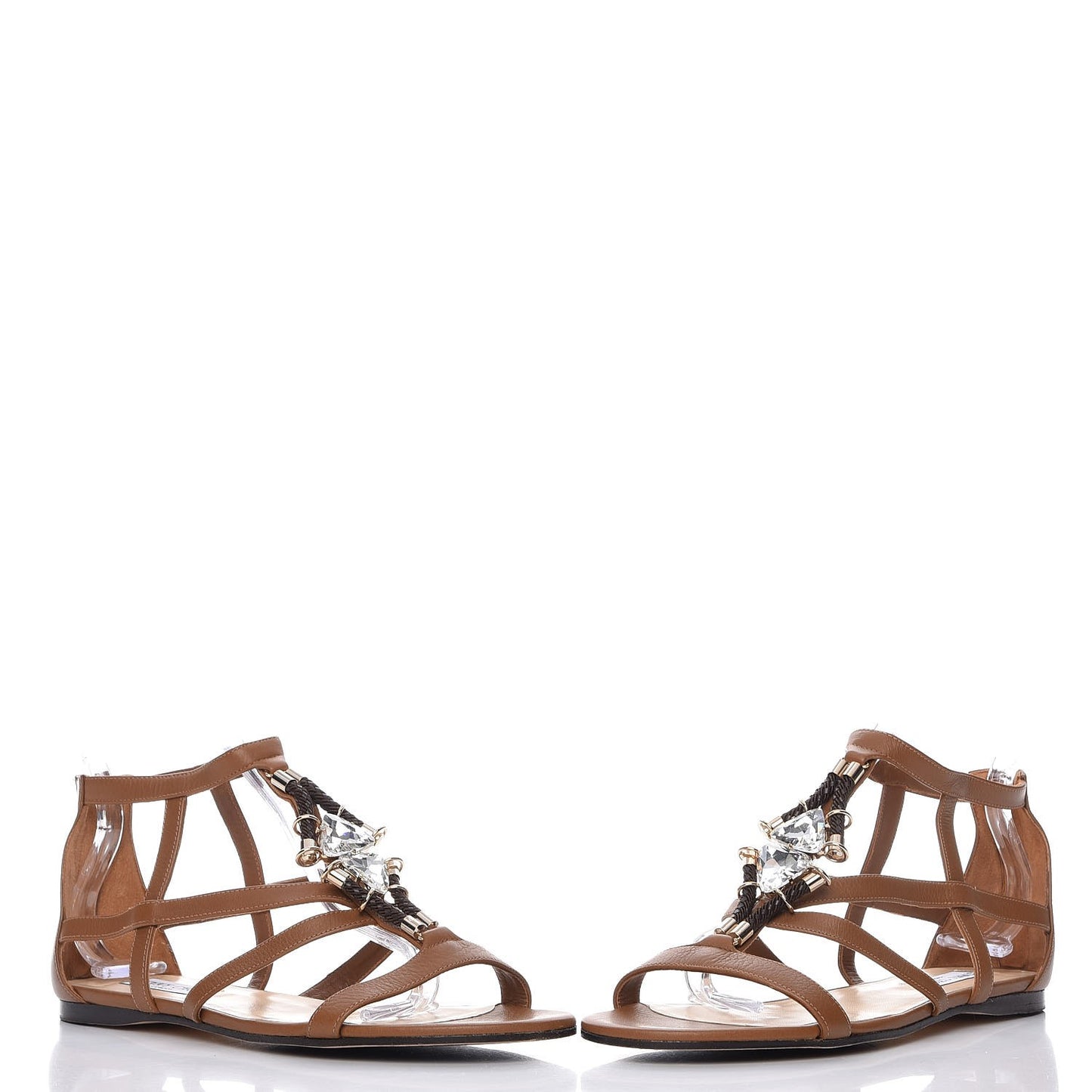 Calfskin Jeweled Nano Flat Sandals 41 Canyon