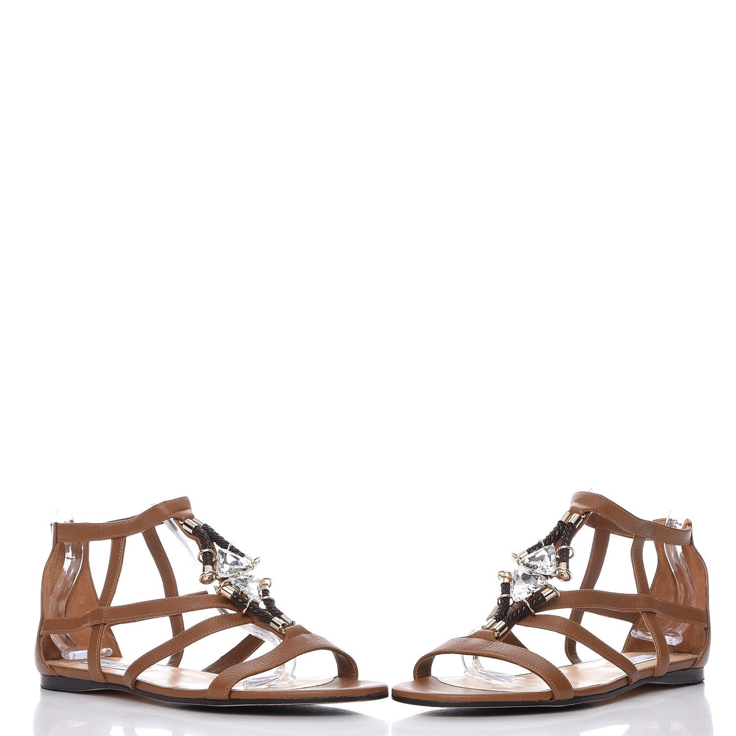 Jimmy Choo Calfskin Jeweled Nano Flat Sandals 41 Canyon 5 of 11