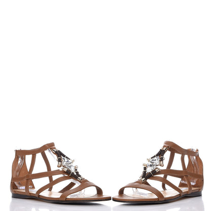 Jimmy Choo Calfskin Jeweled Nano Flat Sandals 41 Canyon 5 of 11