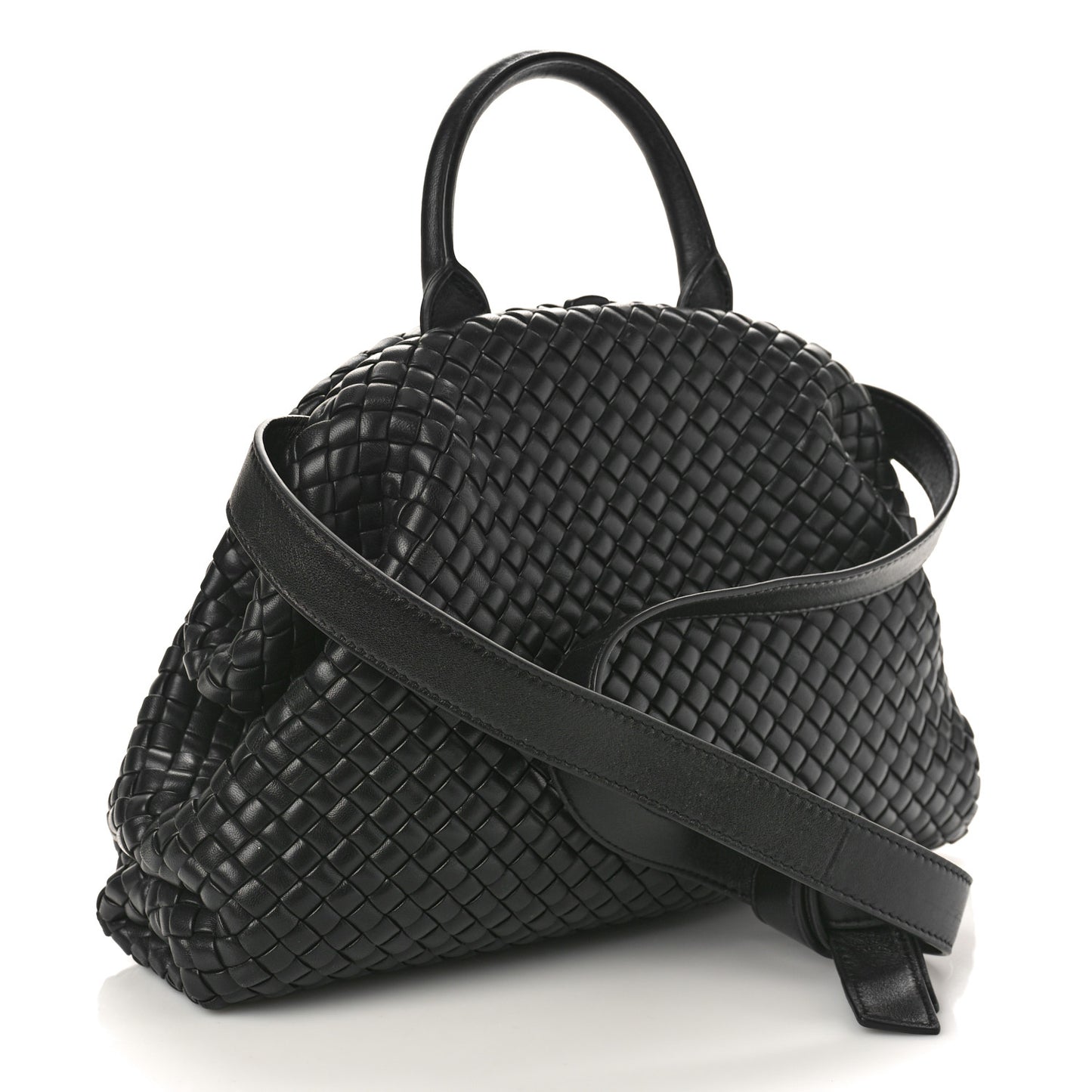 Nappa Intrecciato Medium Padded The Handle Tote Black