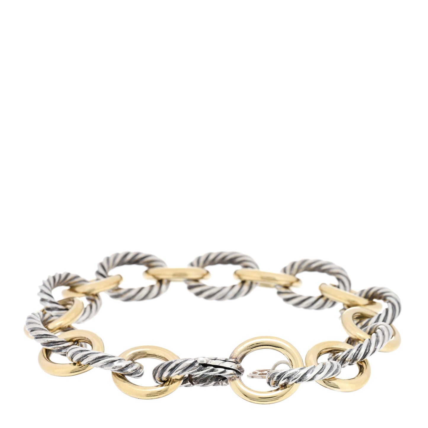 Sterling Silver 18K Yellow Gold 12mm Medium Oval Link Bracelet