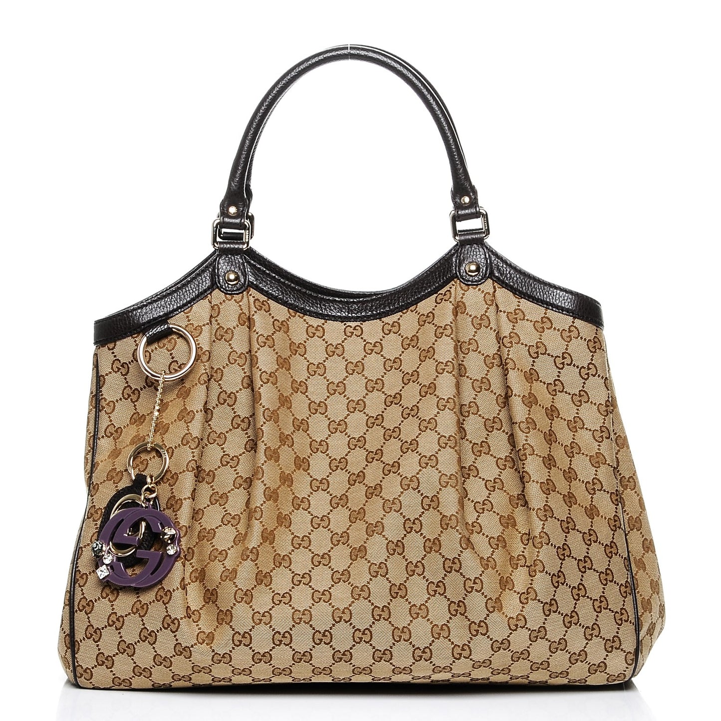 Monogram Dollar Calfskin Large Sukey Tote Beige Ebony Testa di Moro