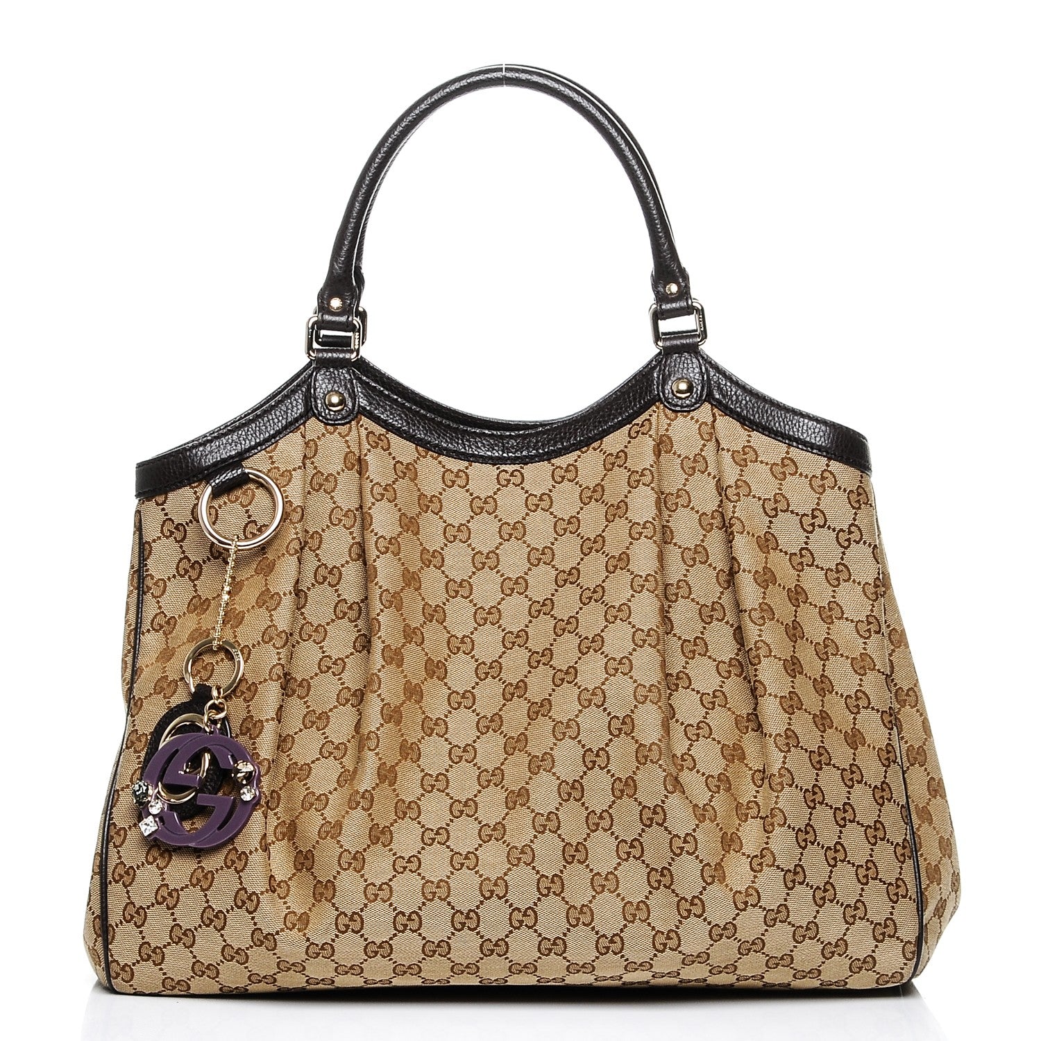 Gucci Monogram Dollar Calfskin Large Sukey Tote Beige Ebony Testa di Moro 1 of 7