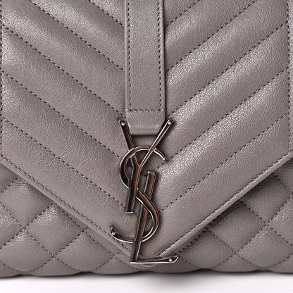 Saint Laurent Sheepskin Tri-Quilt Monogram Medium College Bag Gray 9 of 14