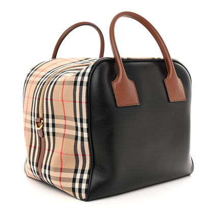 Burberry Smooth Calfskin House Check Medium Cube Bowling Bag Archive Beige 3 of 12