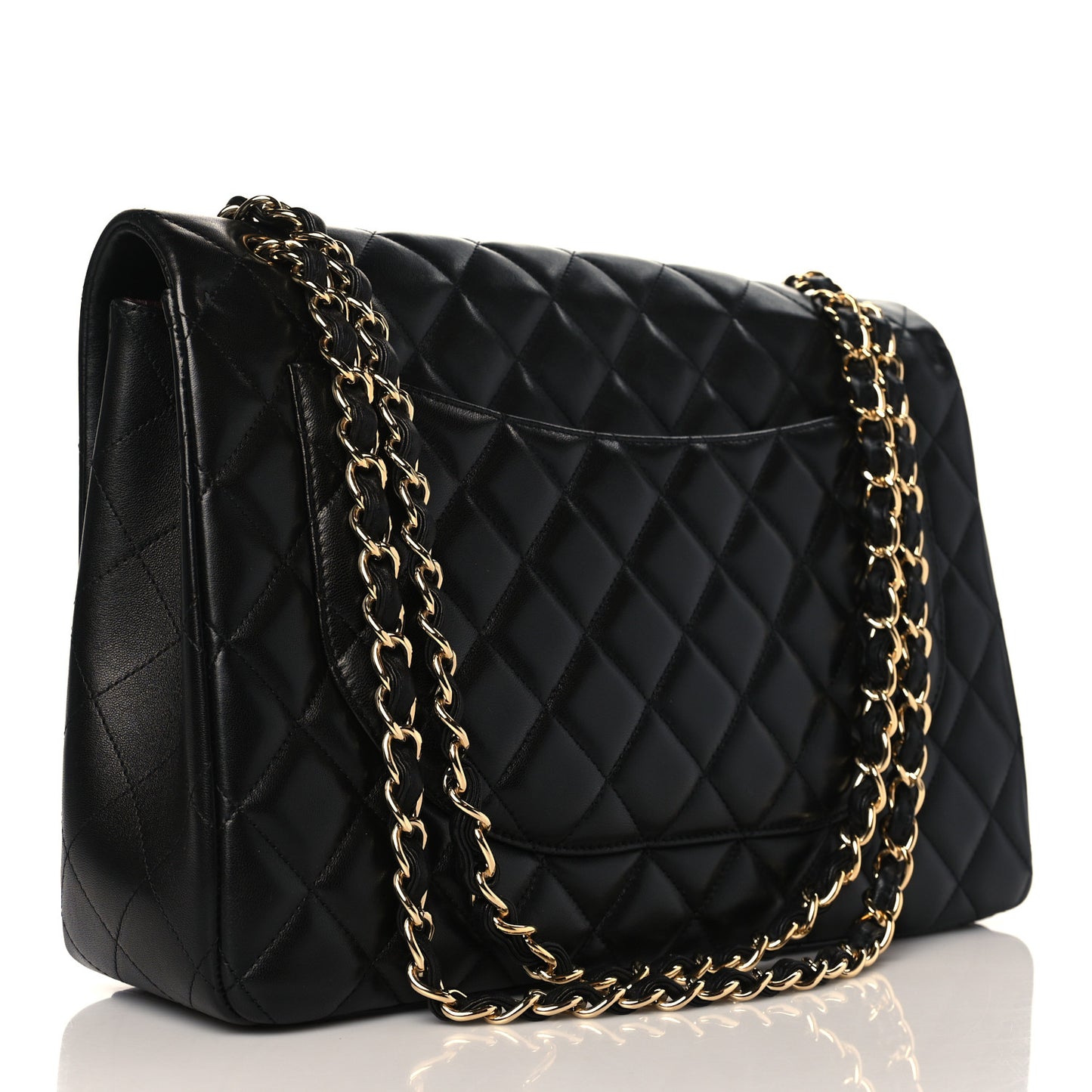 Lambskin Quilted Maxi Single Flap Black