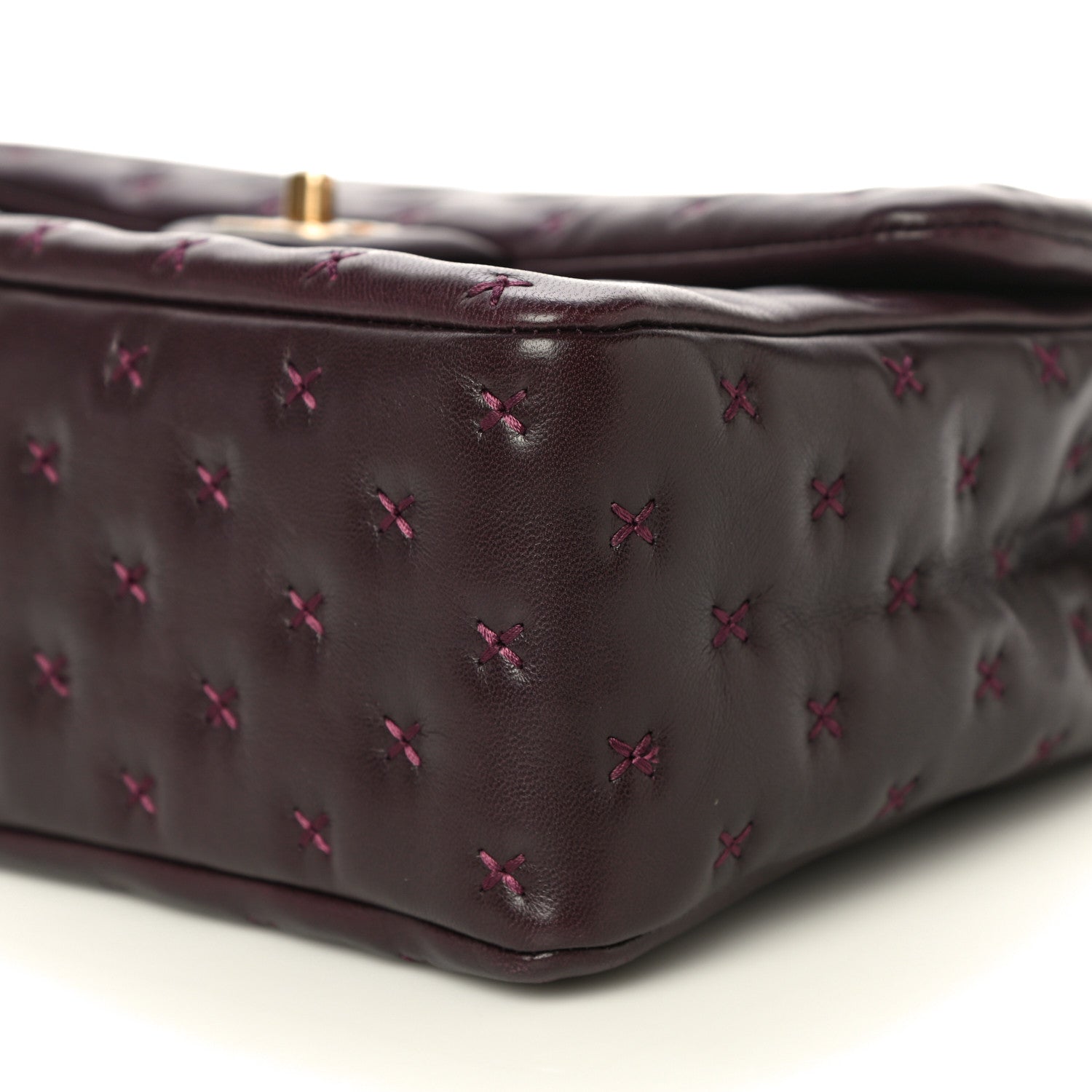 Chanel Lambskin Cross Stitch Small Coco Handle Flap Burgundy 10 of 14