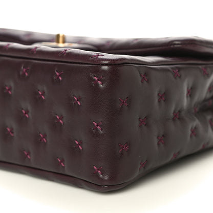 Chanel Lambskin Cross Stitch Small Coco Handle Flap Burgundy 10 of 14