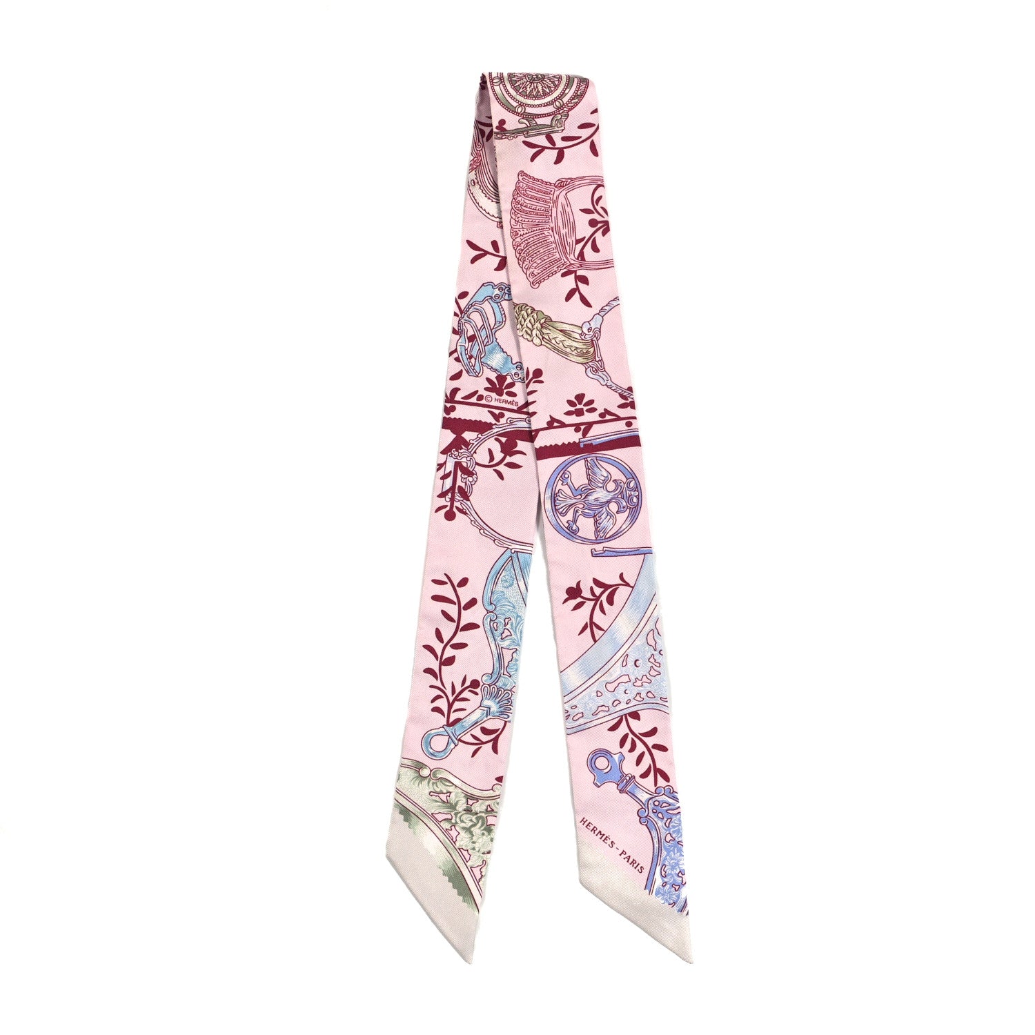 Hermes Silk Etriers Remix Twilly Rose Pale Bordeaux 2 of 4