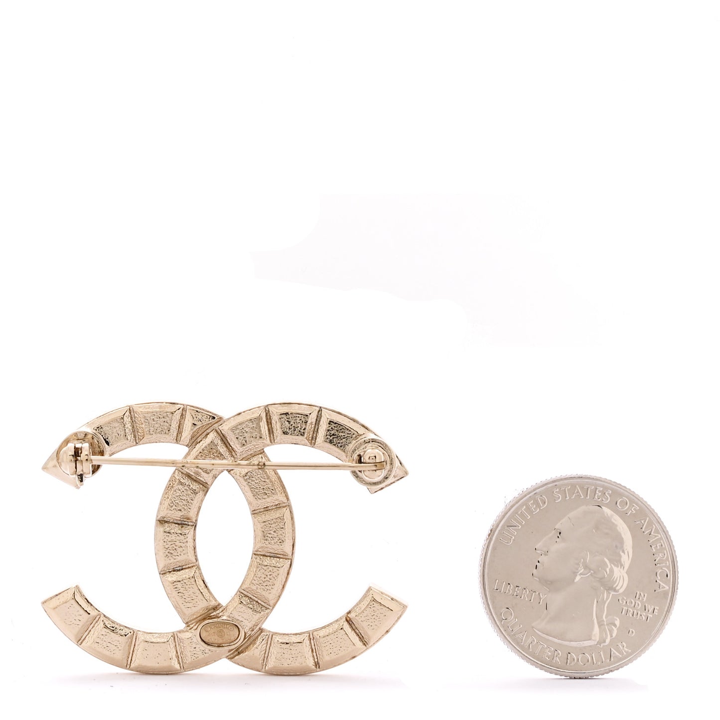 Studded CC Pin Brooch Gold