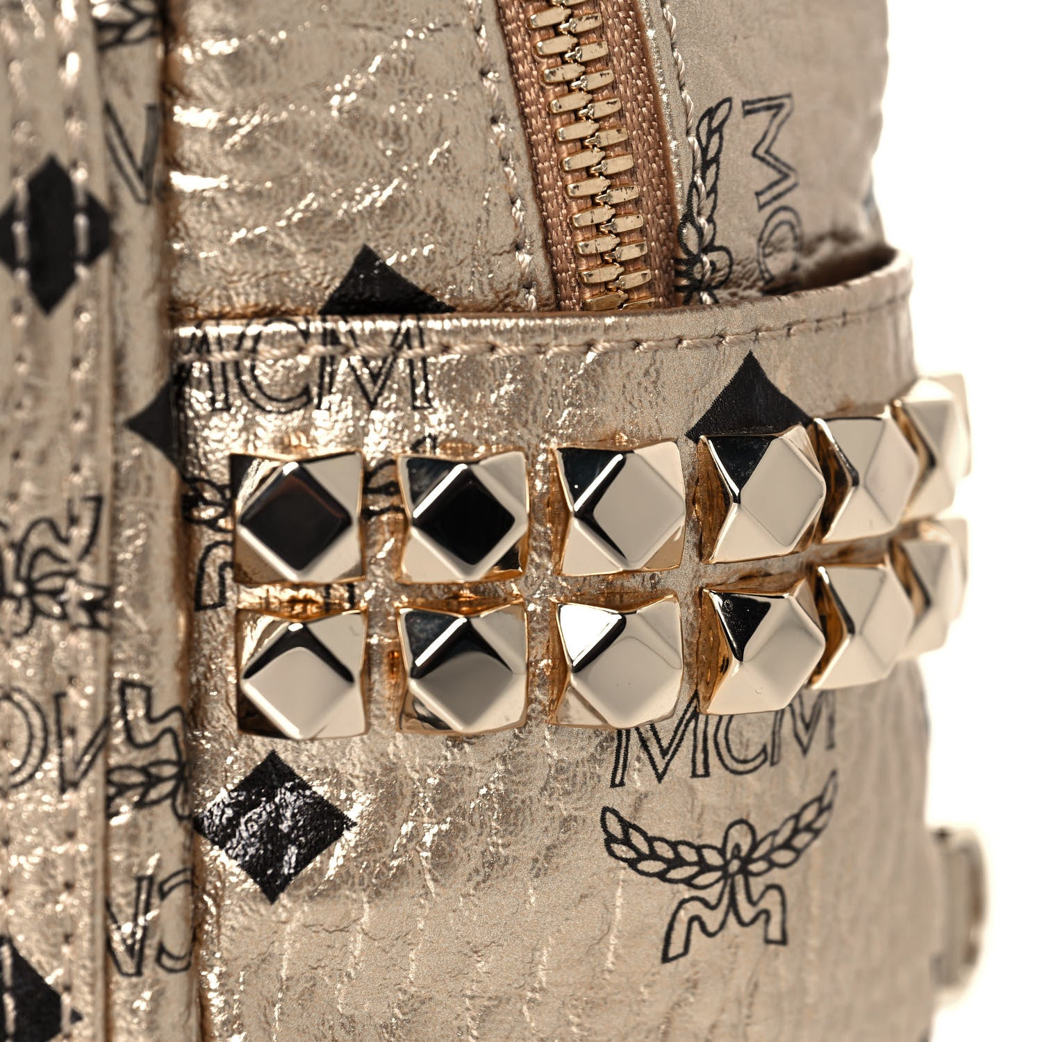 MCM Visetos Side Stud X-Mini Stark Backpack Berlin Gold 14 of 14