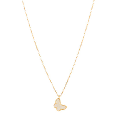 Van Cleef & Arpels 18K Yellow Gold Mother of Pearl Sweet Alhambra Butterfly Pendant Necklace 1 of 5