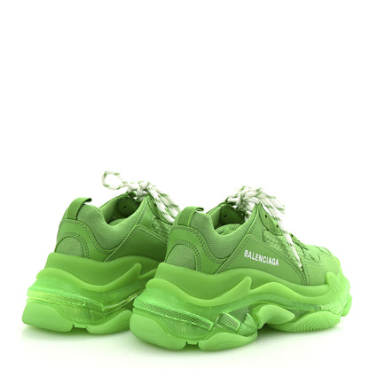 Balenciaga Fabric Mesh Clear Sole Womens Triple S Sneakers 36 Fluo Green 4 of 8