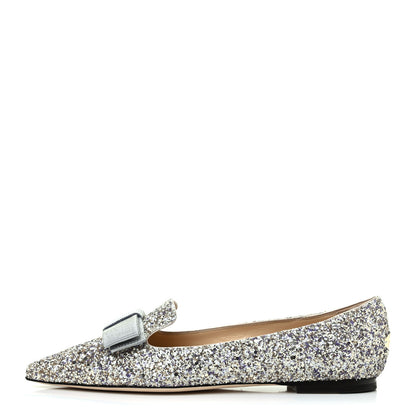 Jimmy Choo Glitter Fabric Gala Viola Flats 35.5 Antique Gold 1 of 7