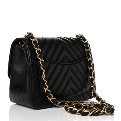 Chanel Lambskin Chevron Quilted Mini Square Flap Black 2 of 5