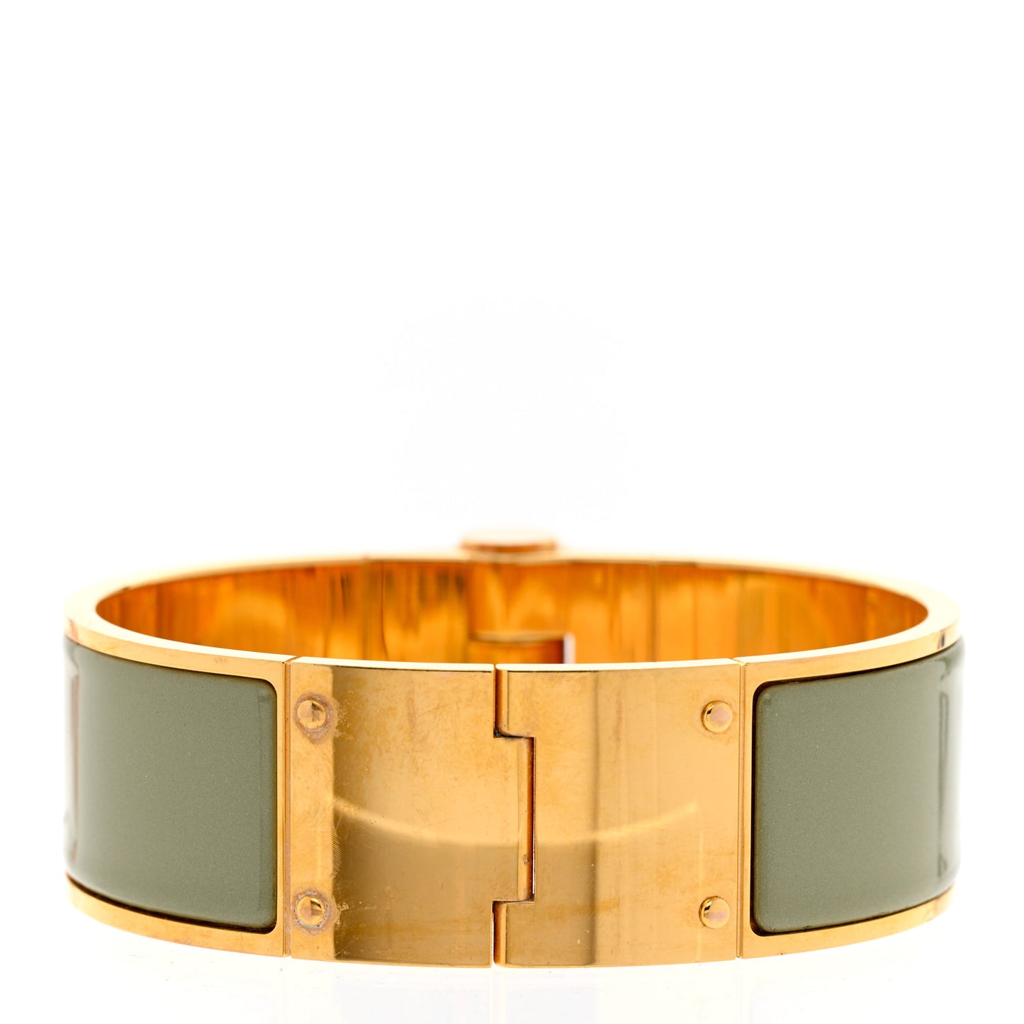 Enamel Charniere Uni Wide Hinged Bracelet L Sauge