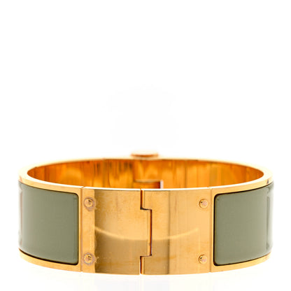 Hermes Enamel Charniere Uni Wide Hinged Bracelet L Sauge 2 of 4