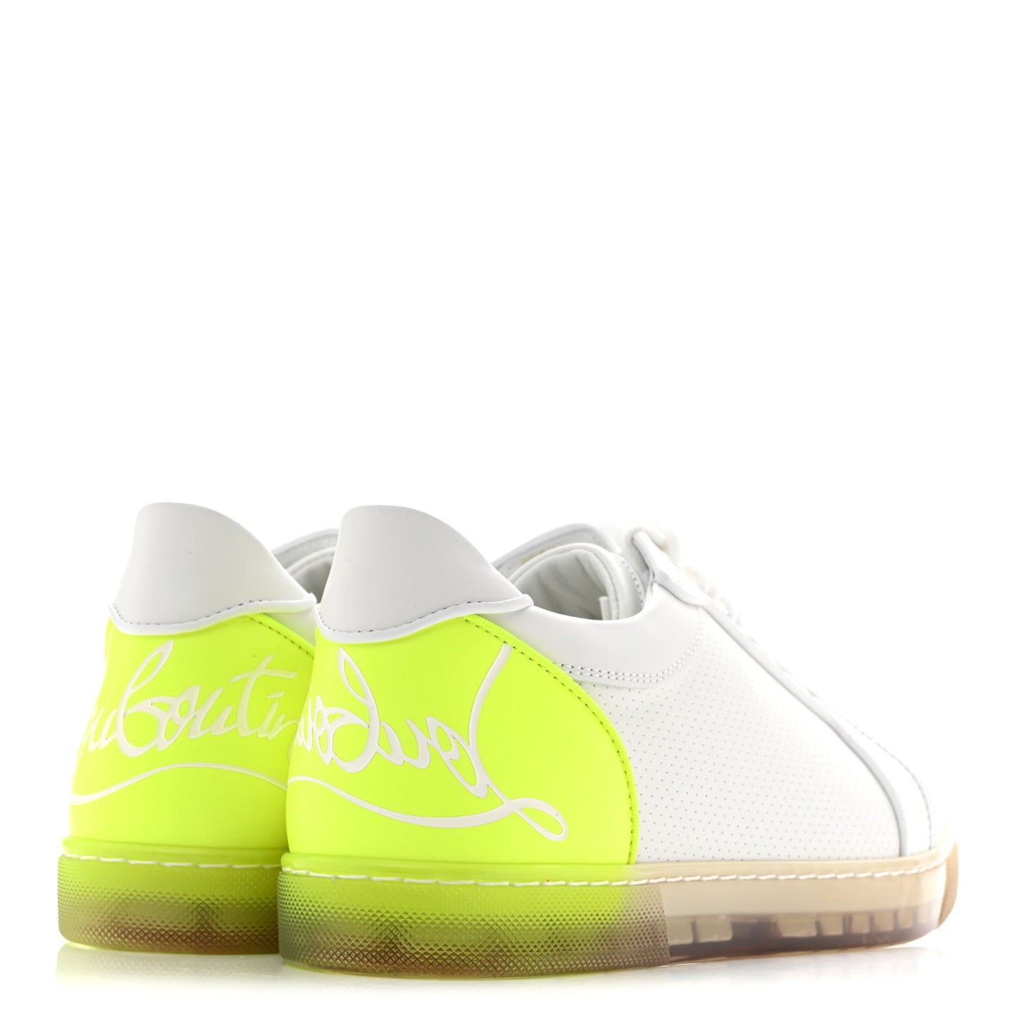 Calfskin Perforated Womens Fun Vieira Orlato Flat Sneakers 39.5 White Fluo Yellow