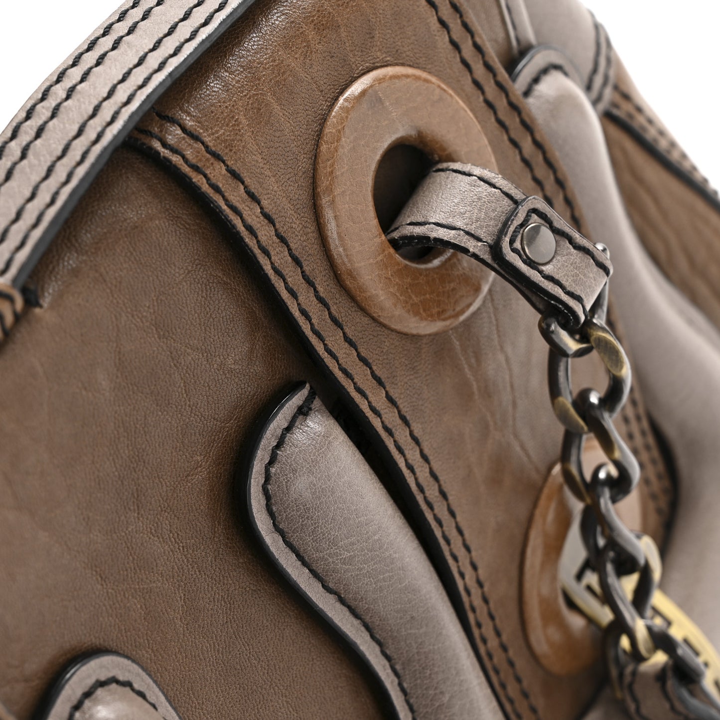 Calfskin B Bag Brown Grey