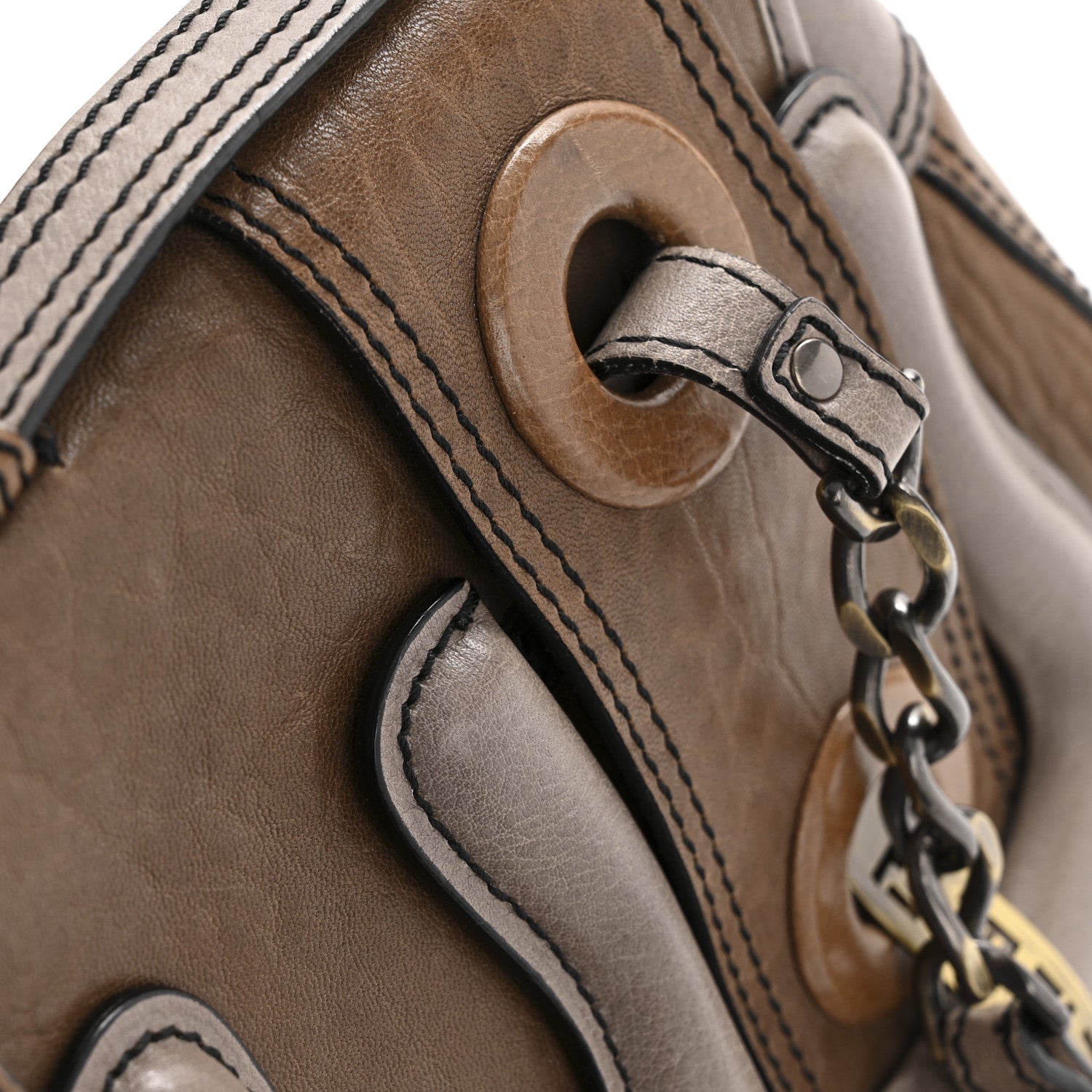 Fendi Calfskin B Bag Brown Grey 15 of 15